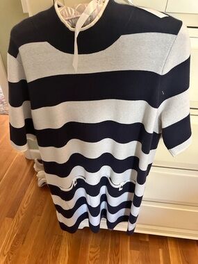 Anthropologie Maeve Navy and White Striped Knit Top